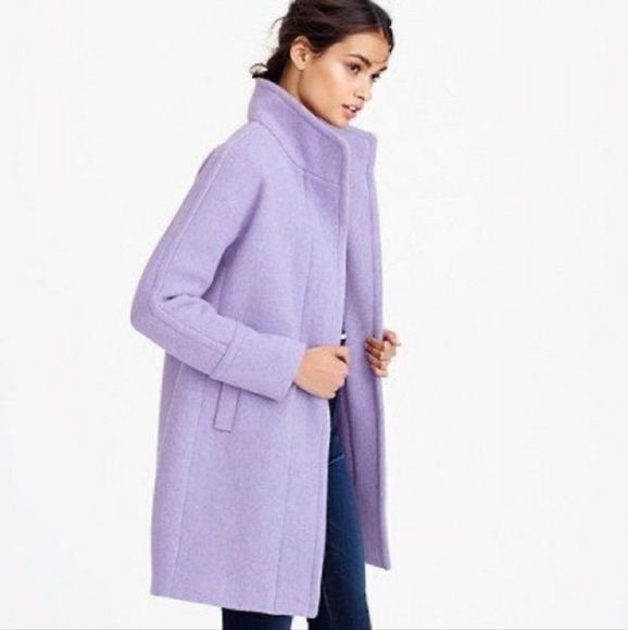J. Crew City Coat F5325 Heather Hyacinth Purple Women's Sz 8 Wool Blend Pea Coat - Picture 1 of 9